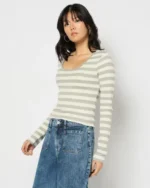 Women Striped Crop Fit Top